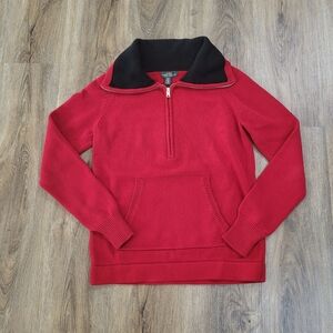 Lauren Jeans Co Sweater Womens Medium 1/4 Zip Pulover Red Knit Cotton Vintage